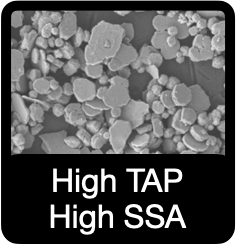 High tap, high SSA powder