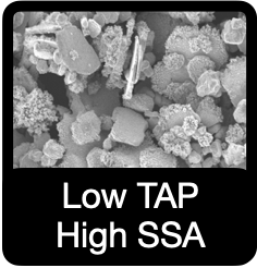 Low tap, high SSA powder